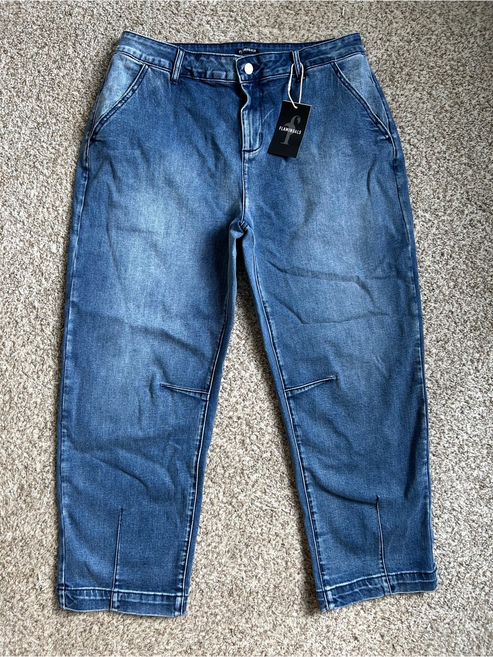 NWT Flamingals Denim Barrel Jeans Pants  Cropped Casual XXL 2XL Fall